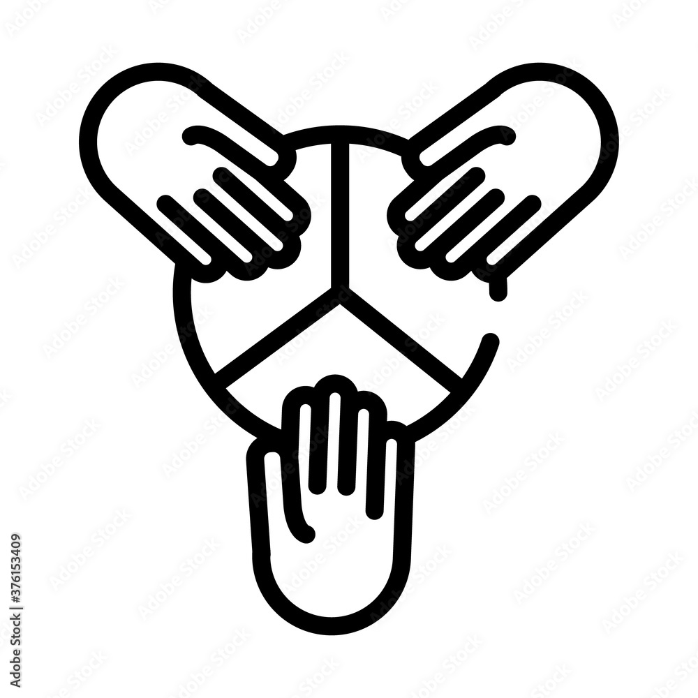 hands team with peace and love symbol line style icon hands team with peace and love symbol line style icon