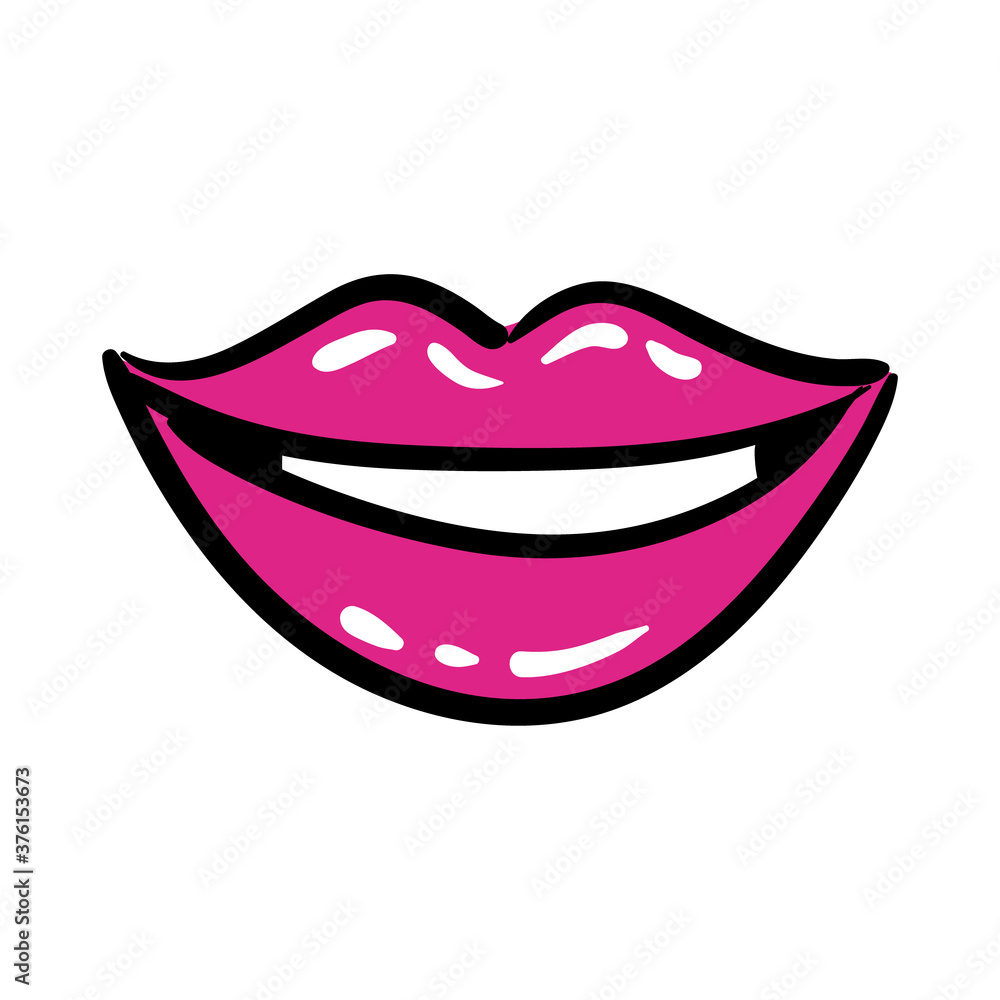 sexi mouth and teeth pop art line and fill style icon sexi mouth and teeth pop art line and fill style icon