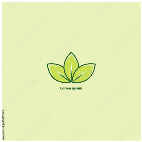 logo design. green three-leaf logo
