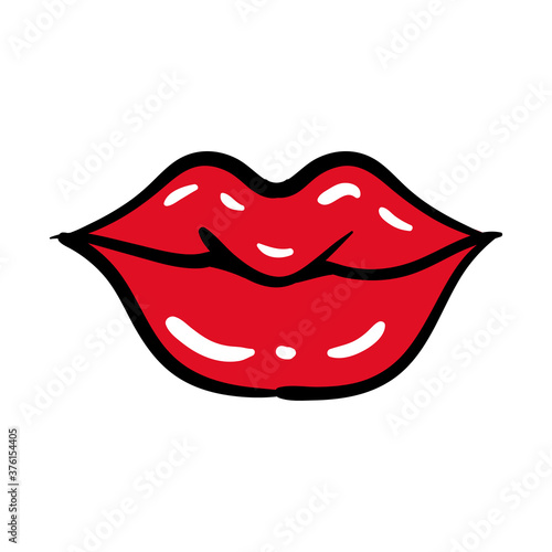 sexi mouth pop art line and fill style icon
