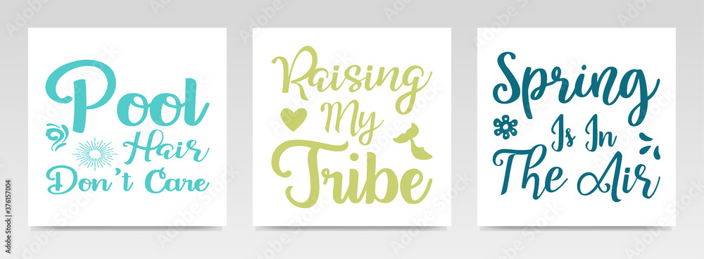Summer quotes letter typography set illustration. Summer quotes letter typography set illustration.