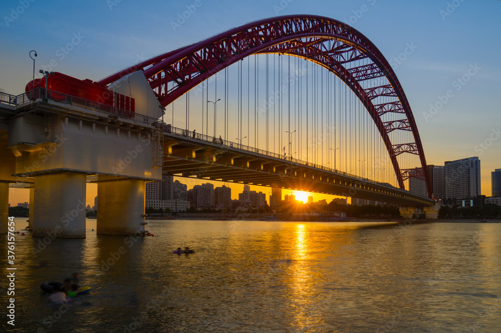 Wuhan city skyline scenery in summer, Hubei, China Wuhan city skyline scenery in summer, Hubei, China