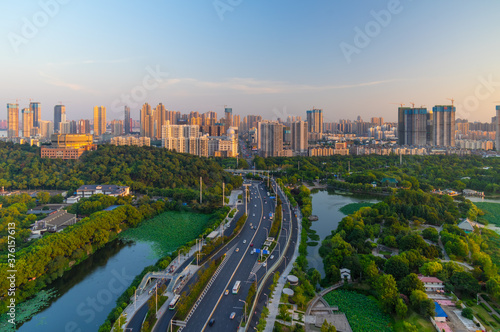 Wuhan city skyline scenery in summer  Hubei  China