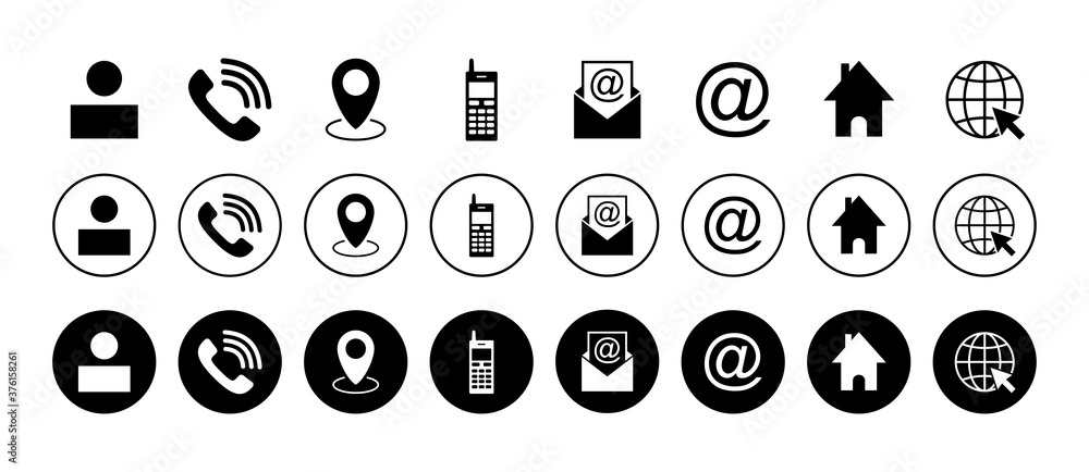 Web icon set. Business card contact information icons. Contact us icon set Web icon set. Business card contact information icons. Contact us icon set