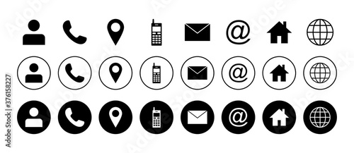 Web icon set. Business card contact information icons. Contact us icon set photo