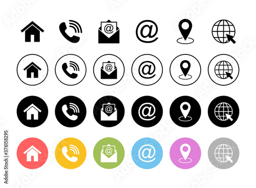 Web icon set. Business card contact information icons. Contact us icon set