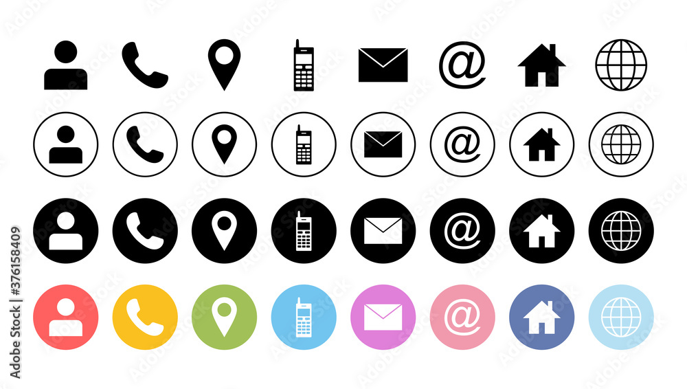 Web icon set. Business card contact information icons. Contact us icon set Web icon set. Business card contact information icons. Contact us icon set