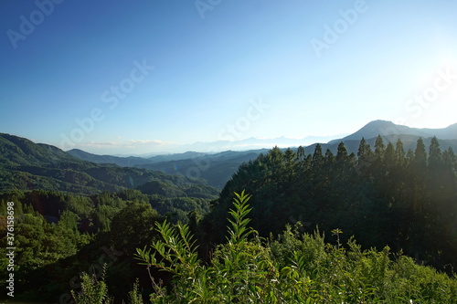 Blue sky above high mountain landscape in daytime  Japanese alps  Hakuba  Japan