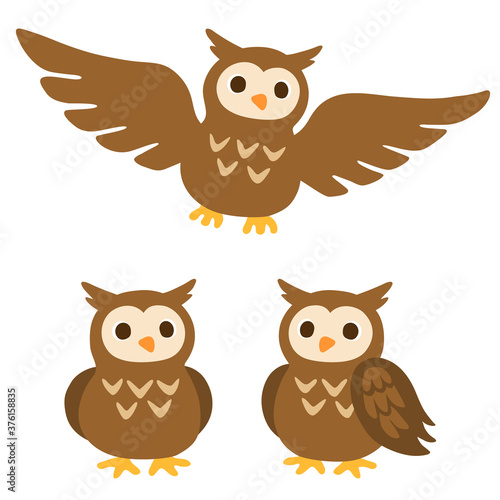 フクロウのイラストセット