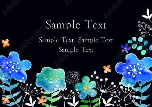 北欧風_水彩ボタニカル_黒背景