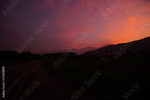 Wallpaper Mural purple sunset in the mountains, Japanese alps, Hakuba, Japan Torontodigital.ca