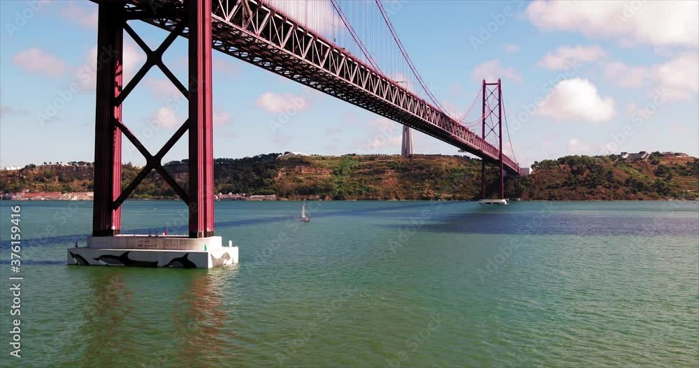 Lisbon Bridge, 25 de Abril Bridge, Lisboa Ponte, Aerial, drone 4k footage Tagus River Lisbon Bridge, 25 de Abril Bridge, Lisboa Ponte, Aerial, drone 4k footage Tagus River