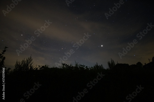 mountain silhouette of landscape in Japanese alps at night