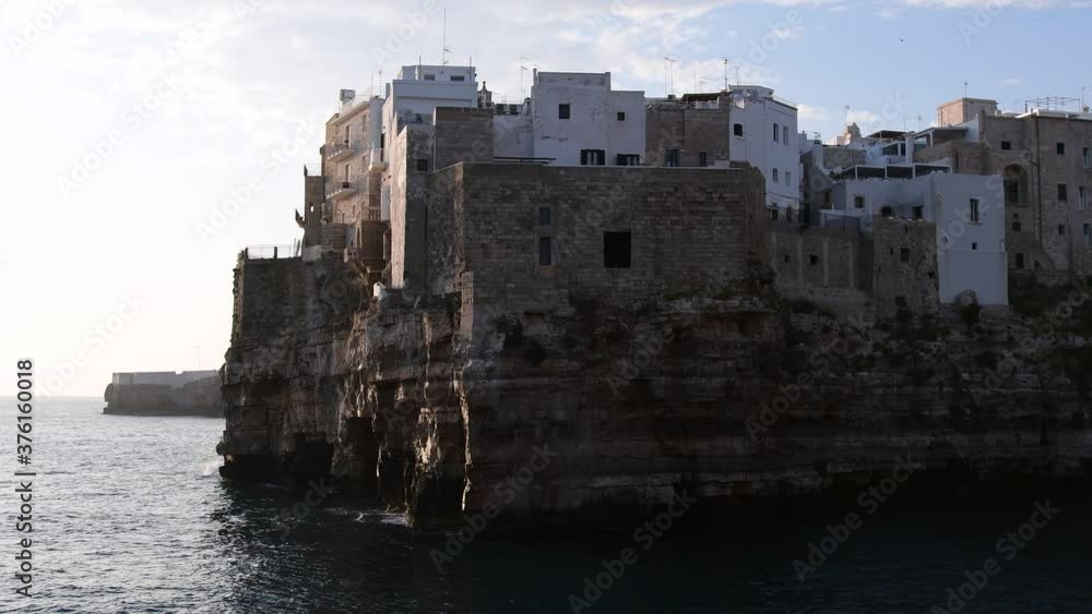 Video of the sunrise of Polignano a mare, Puglia, Italy. Cliff overlooking the sea Video of the sunrise of Polignano a mare, Puglia, Italy. Cliff overlooking the sea