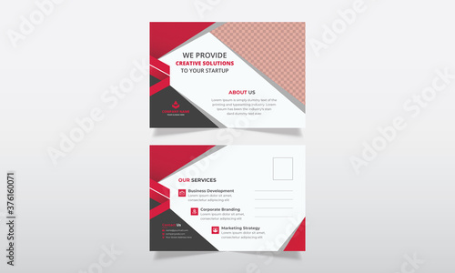 Red stylish and modern postcard template design