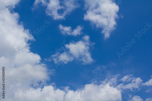 Clear blue sky with beautiful cloudscape, white clouds nature background
