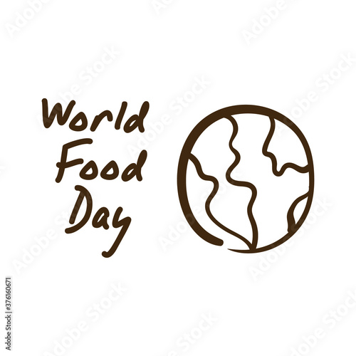 world food day celebration lettering with planet earth line style