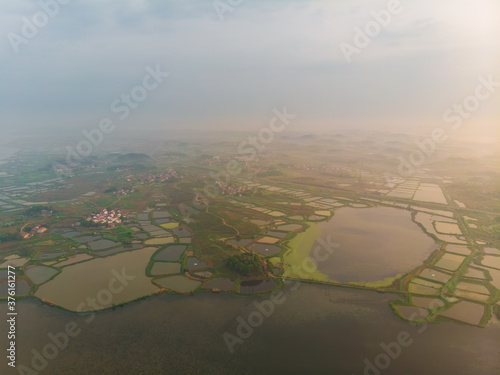 Spring aerial scenery of Baoan Lake National Wetland Park in Daye, Hubei photo