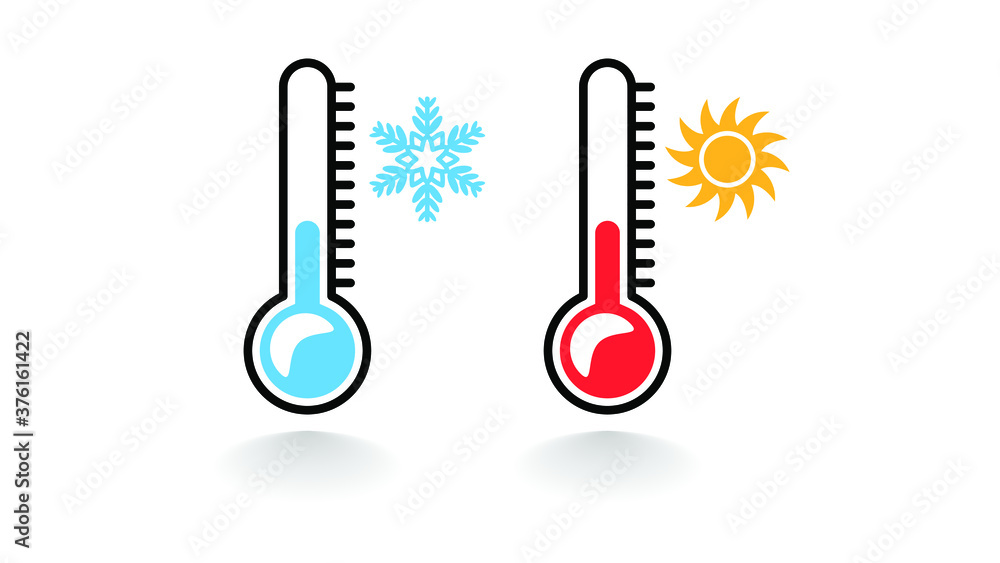 Abstract Thermometer Icon Cold Warm Weather Temperature With Sun And Snowflake Vector Design Style Abstract Thermometer Icon Cold Warm Weather Temperature With Sun And Snowflake Vector Design Style