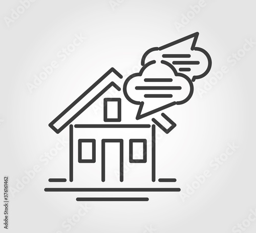 Modern abstract house with speech bubbles social distance concept