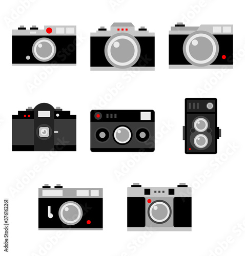 vintage camera icon set