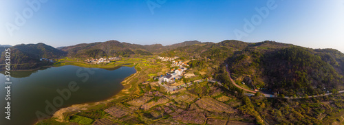 Spring aerial photography scenery of Hubei Daye Zhaoshan Forest Park photo