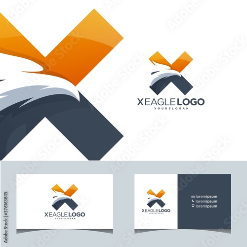x eagle logo falcon fly