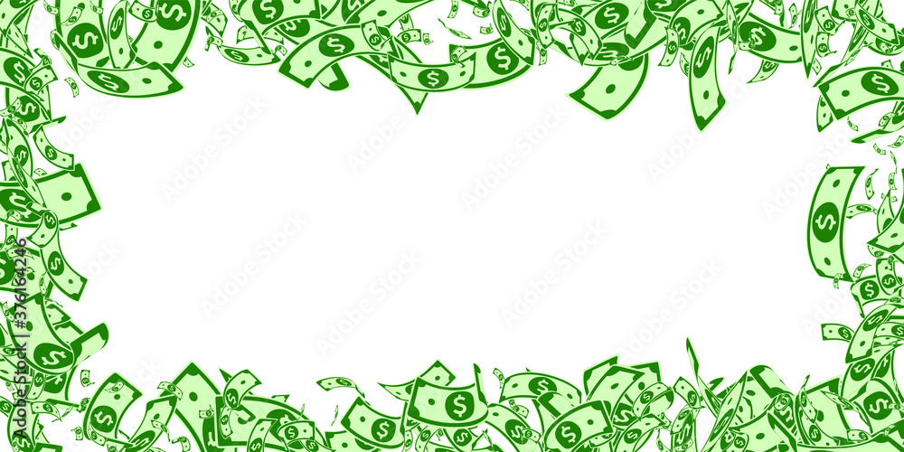 American dollar notes falling. Messy USD bills on American dollar notes falling. Messy USD bills on