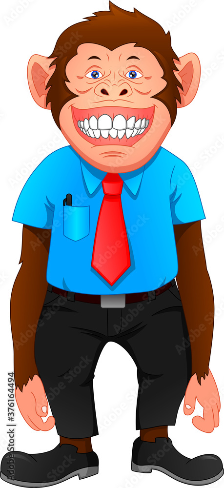 Fototapeta premium cartoon monkey wearing a uniform