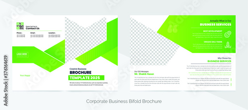 colorful bi fold business brochure design template