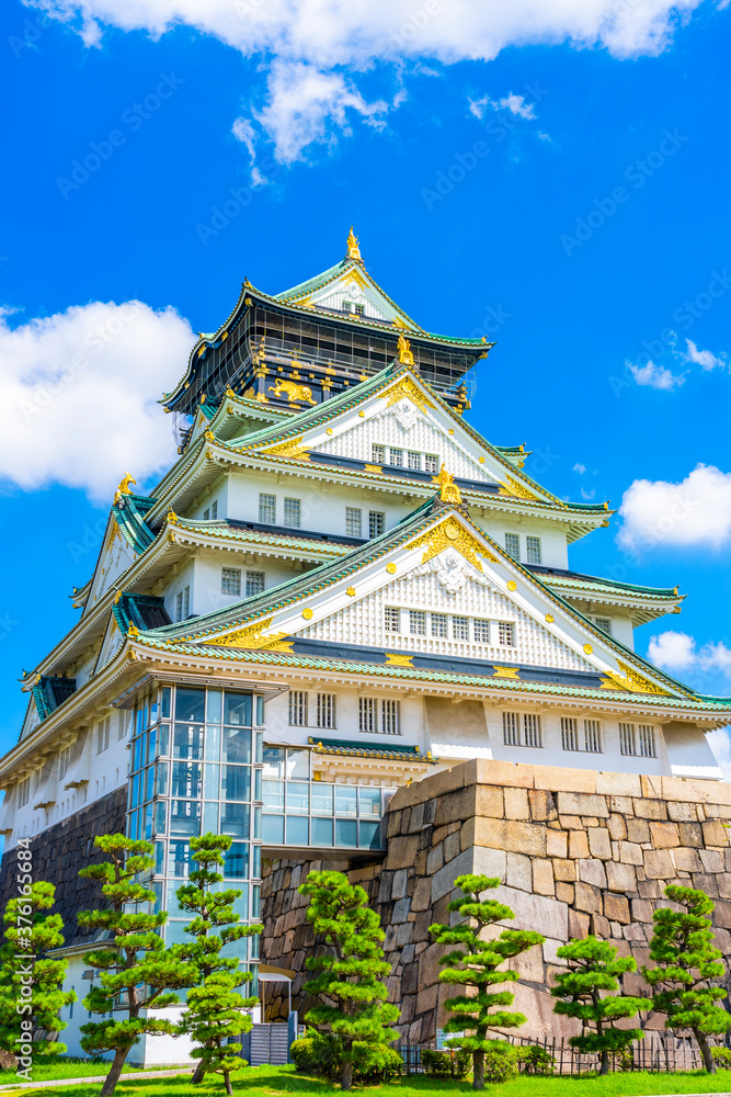 大阪城と青空 大阪府観光スポット