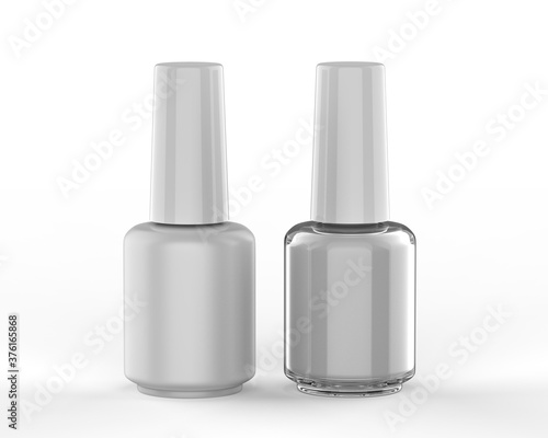 Blank nail polish bottle for mockup design and branding presentation, 3d render illustration.