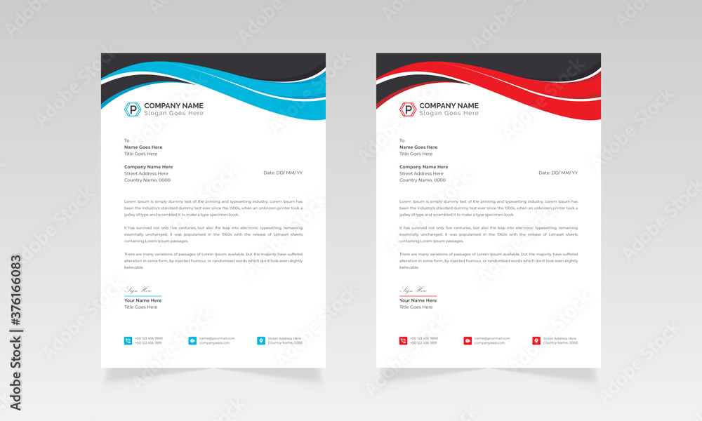 Abstract modern business letterhead template design