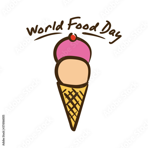 world food day celebration lettering with ice cream flat style