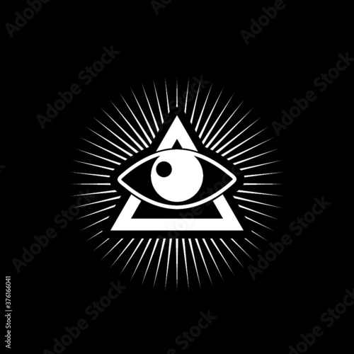 Masons symbol All-seeing eye of God icon isolated on dark background