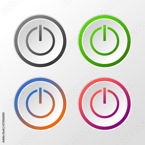 set of colorful power button icon