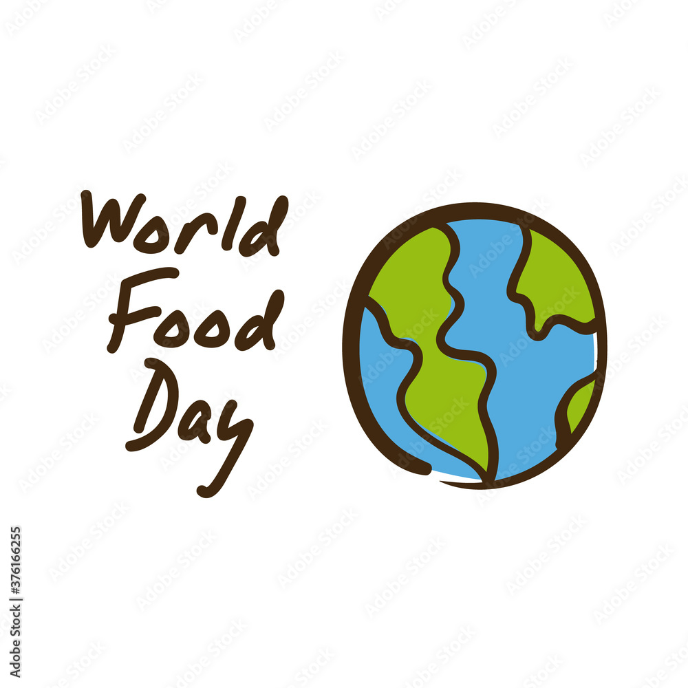 world food day celebration lettering with planet earth flat style