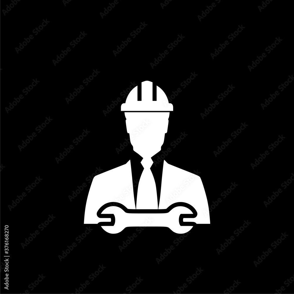 Construction worker icon isolated on dark background