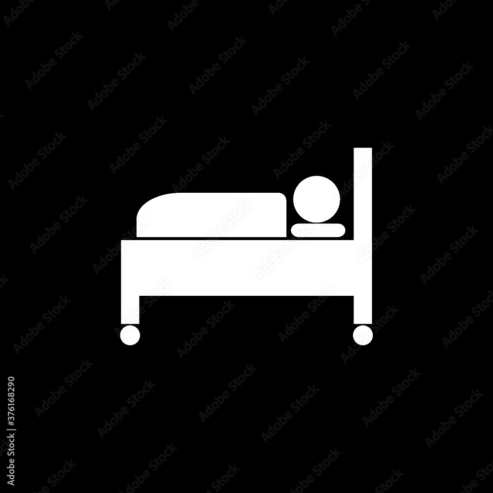 Bed icon isolated on dark background Bed icon isolated on dark background