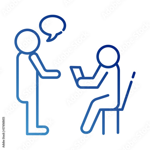 teamworkers figures talking coworking gradient style icon