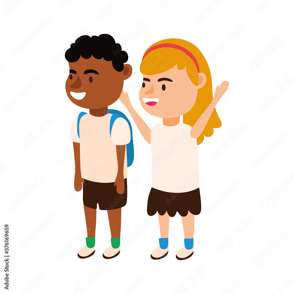 little interracial students couple avatars characters