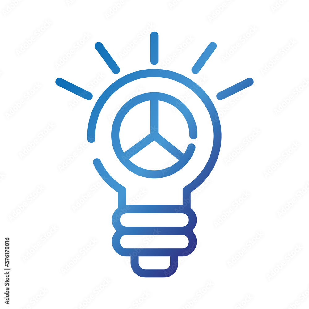 bulb with peace and love symbol gradient style icon bulb with peace and love symbol gradient style icon