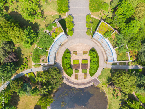 Aerial View above Moon Lake Park in spring, Wuhan, Hubei, China