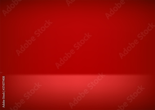 Empty stage. Red background for presentation. Vector illustration.