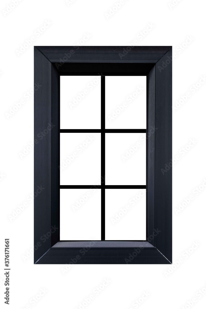 European style black wooden window frame isolated on a white background European style black wooden window frame isolated on a white background