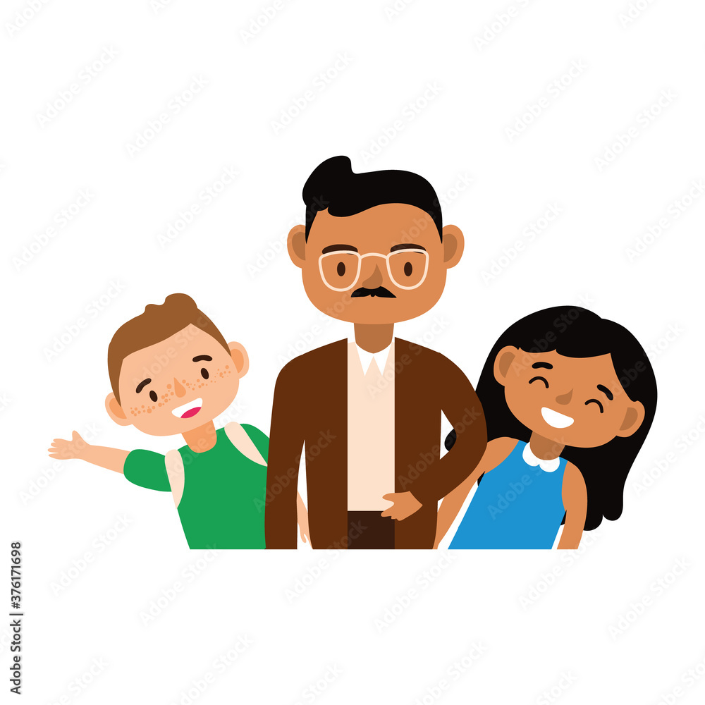 male teacher wearing eyeglasses with students kids male teacher wearing eyeglasses with students kids
