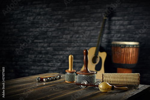 Djembe, percussion instruments & acoustic  guitar photo