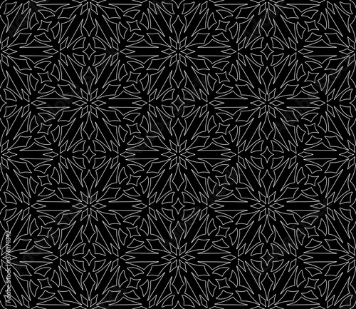 Abstract geometric pattern White contour Seamless doodle Sketch
