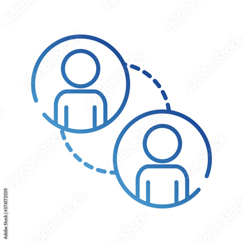 teamworkers figures with lines coworking gradient style icon