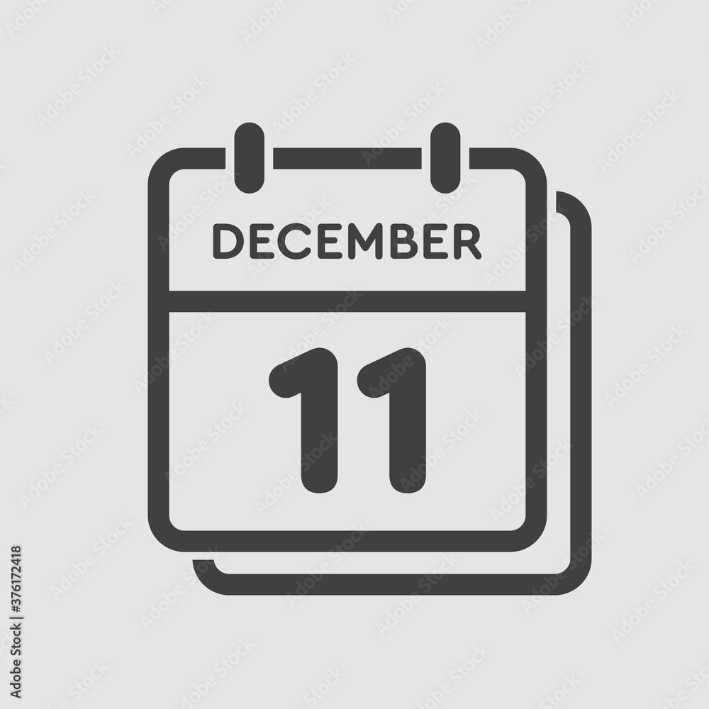 Calendar icon day 11 December, template icon day Calendar icon day 11 December, template icon day